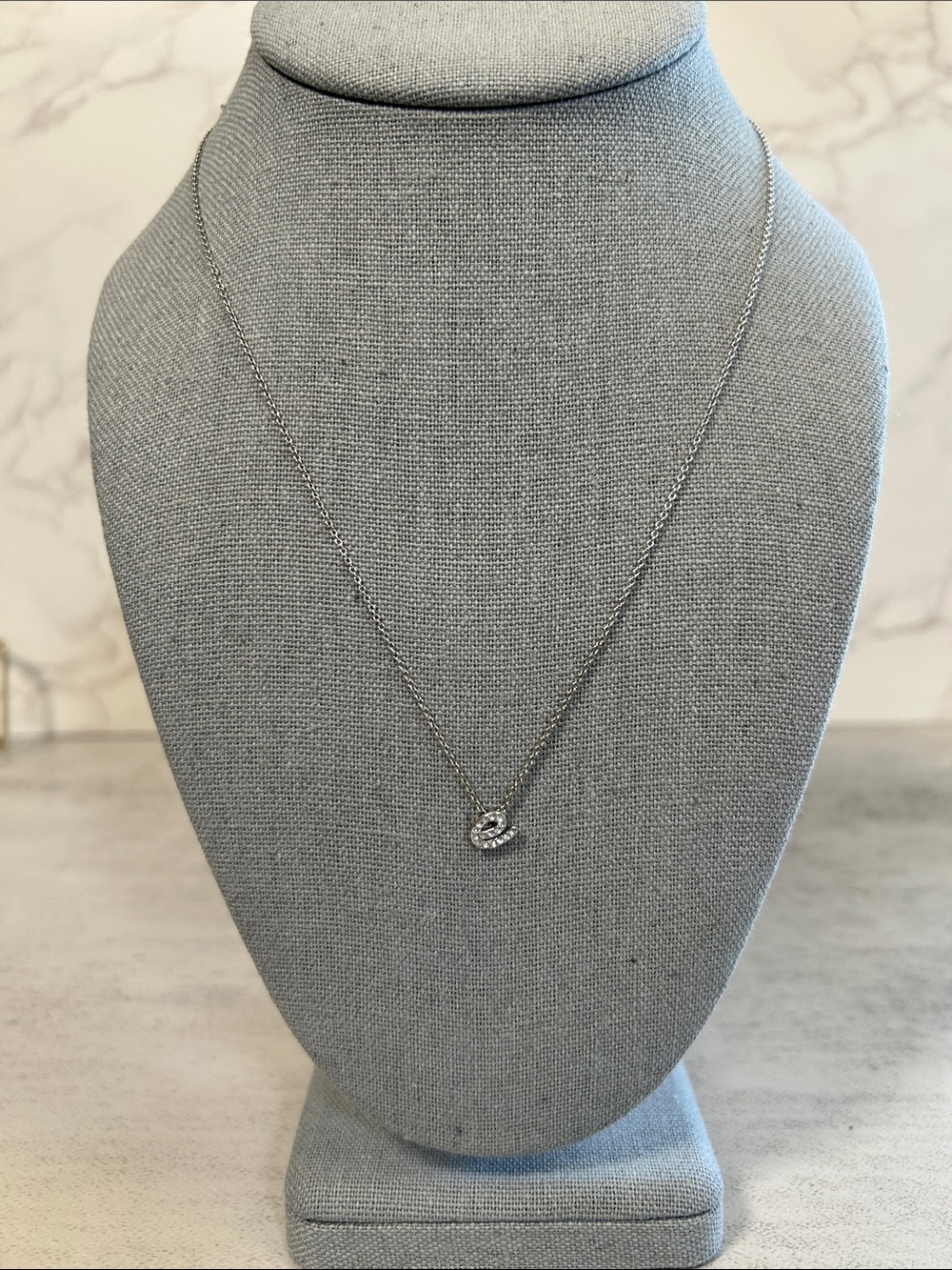 Nadri Silver “E” Pendant Necklace